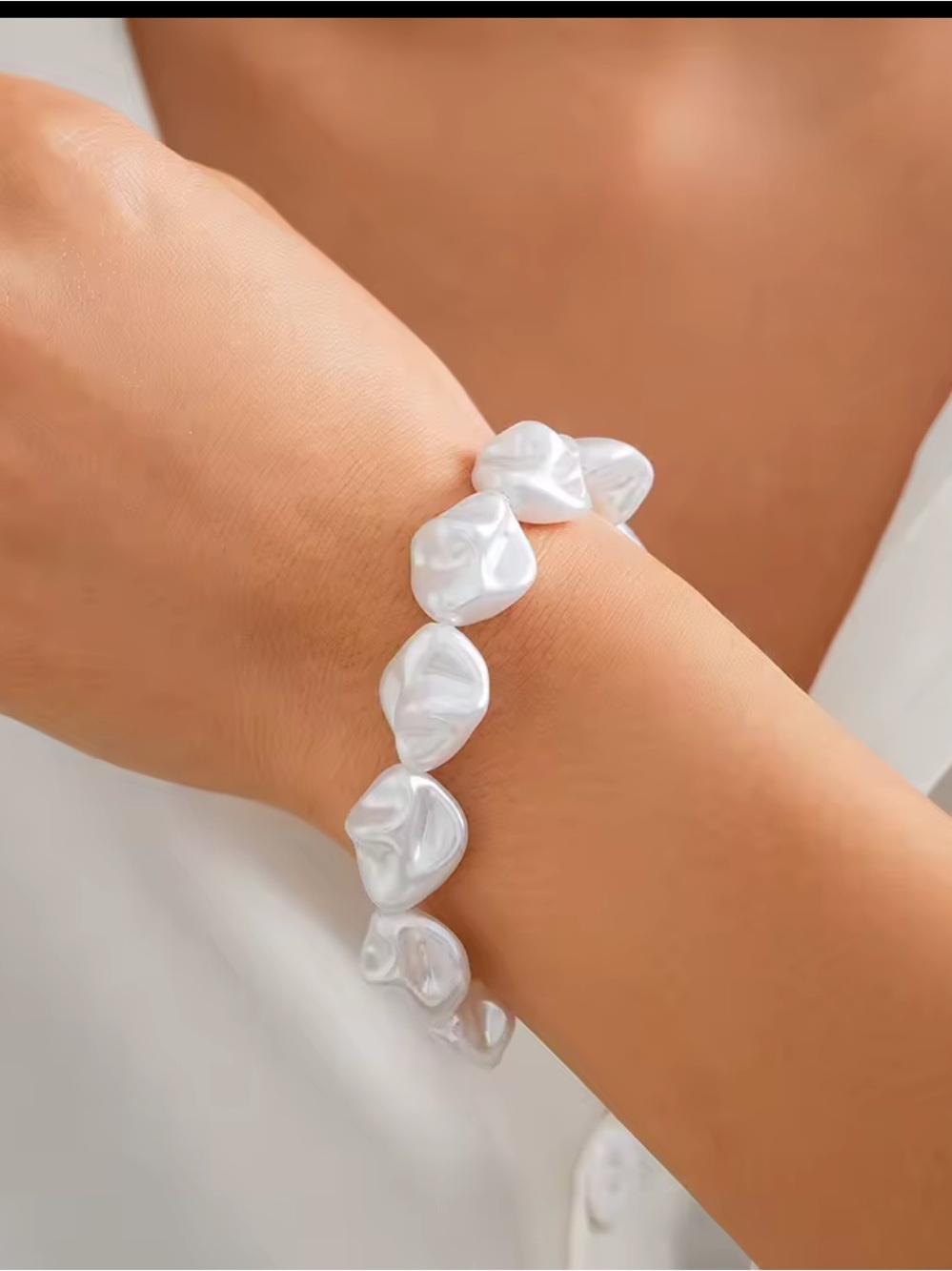 Silver Heart Charm Pearl Link Bracelet - Picture 6 of 10